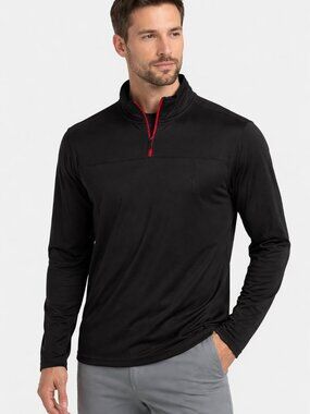 Spyder Active Men's Black 1/4 Quarter Zip Pullover Red Zipper Black Logo  XXL